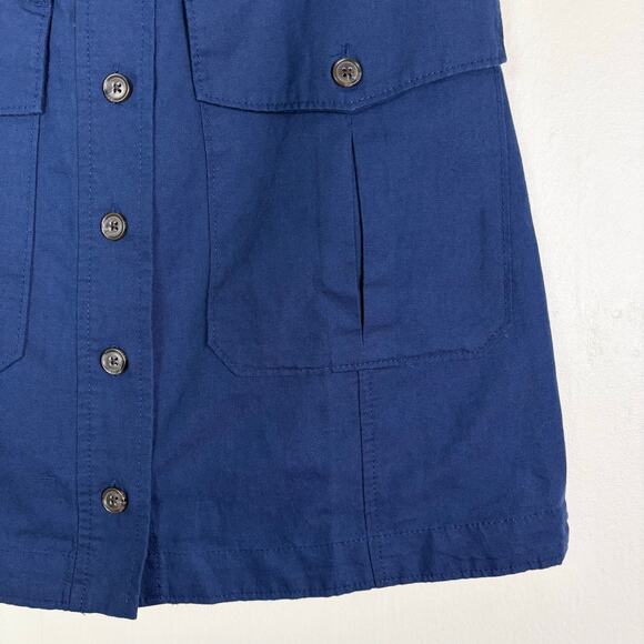 Banana Republic Blue High Waist Button Front Steppe Linen Blend Mini Skirt - Picture 5 of 10